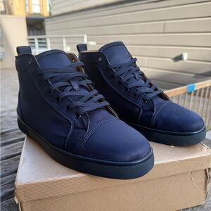 Christian Louboutin Blue Louis Orlato High Top Sneakers - MOVING FIRE SALE